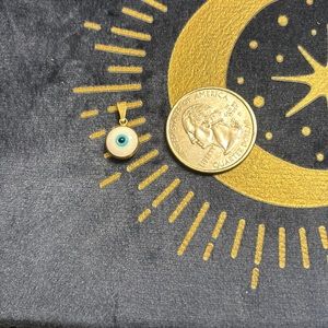 BLUE SOLID 14k Gold and Enamel Murano Evil Eye Charm Pendant 🧿